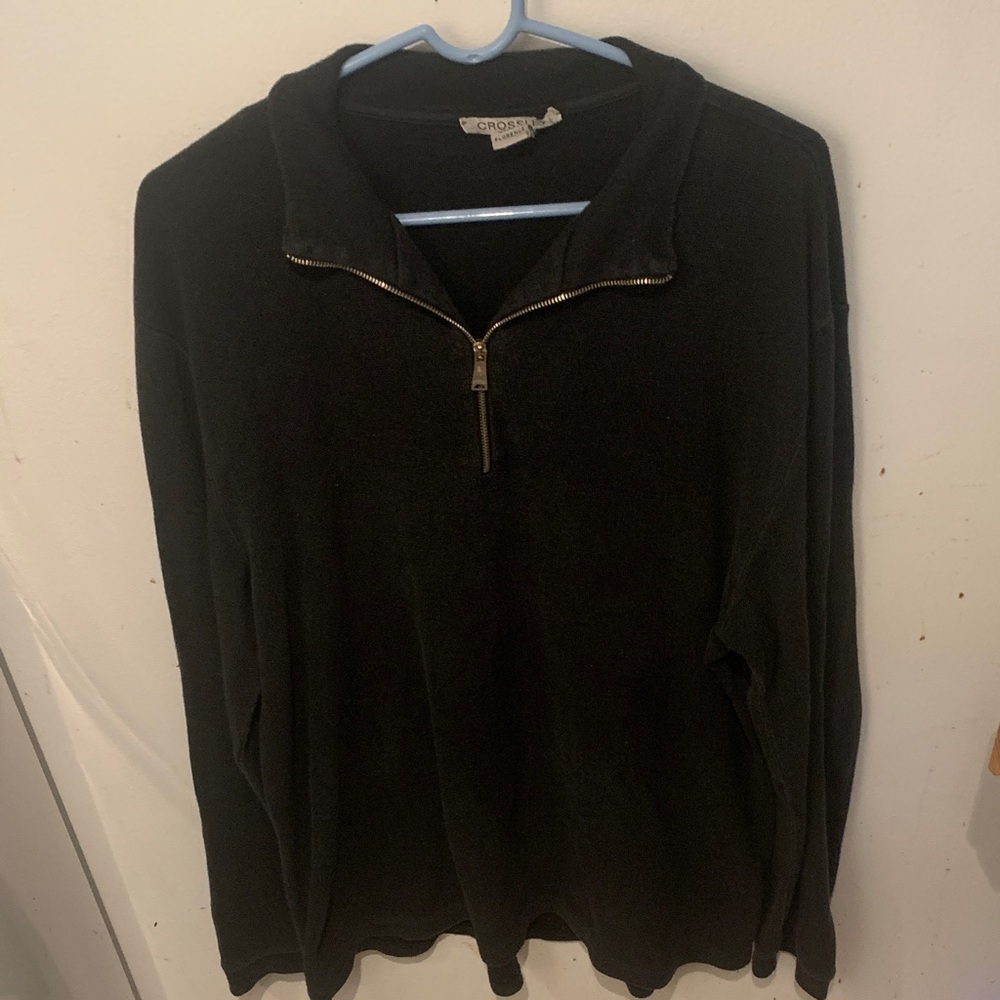 Handsome Crossley Quarter Zip Black Italian Cotton/Cashmere Sweater SZ 2XL